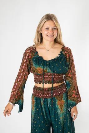 Peacock Feather Scrunch Midi Top