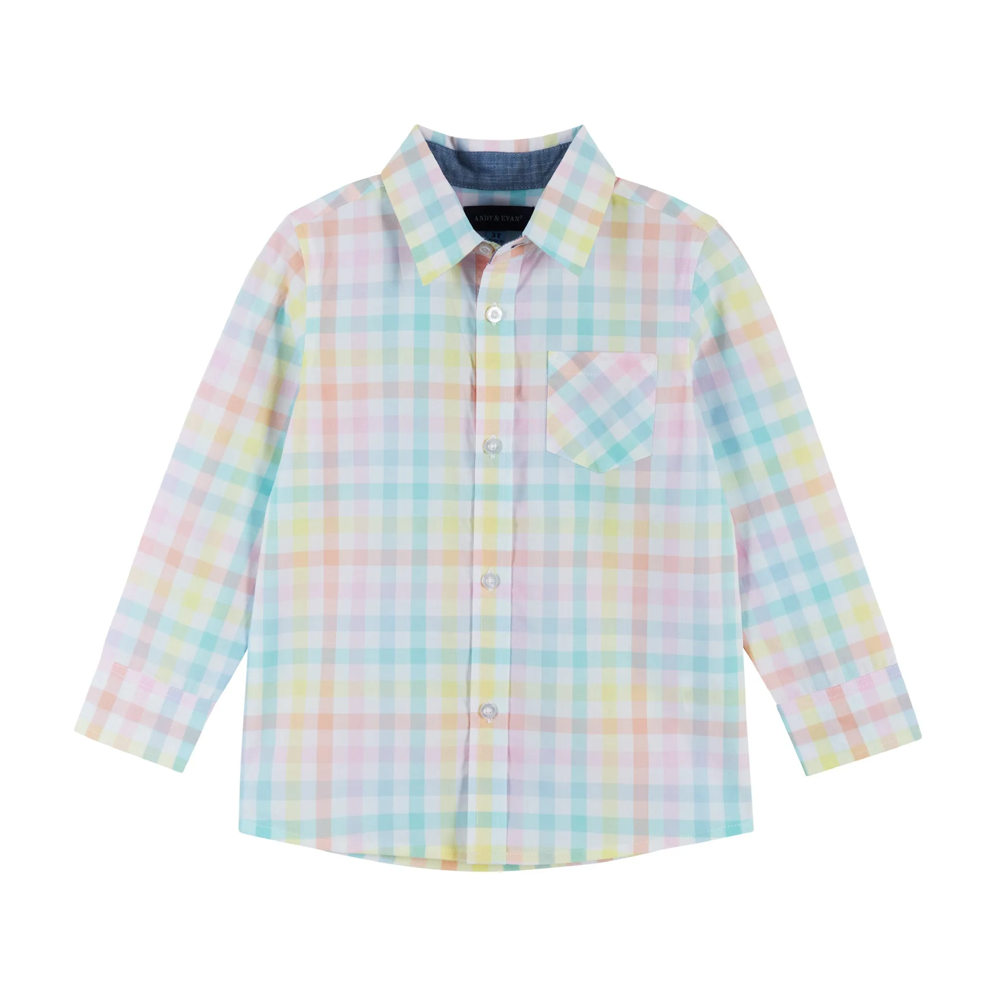 Plaid Shirt & Khaki Pant Set | Yellow/Pink/Blue