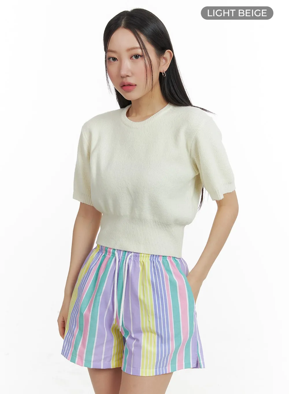 Puff Sleeve Crop Sweater OM428