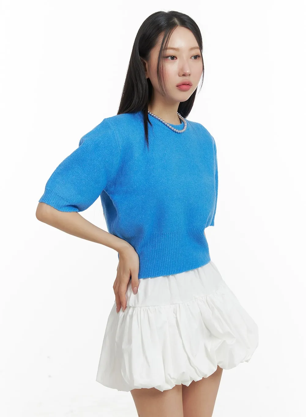 Puff Sleeve Crop Sweater OM428