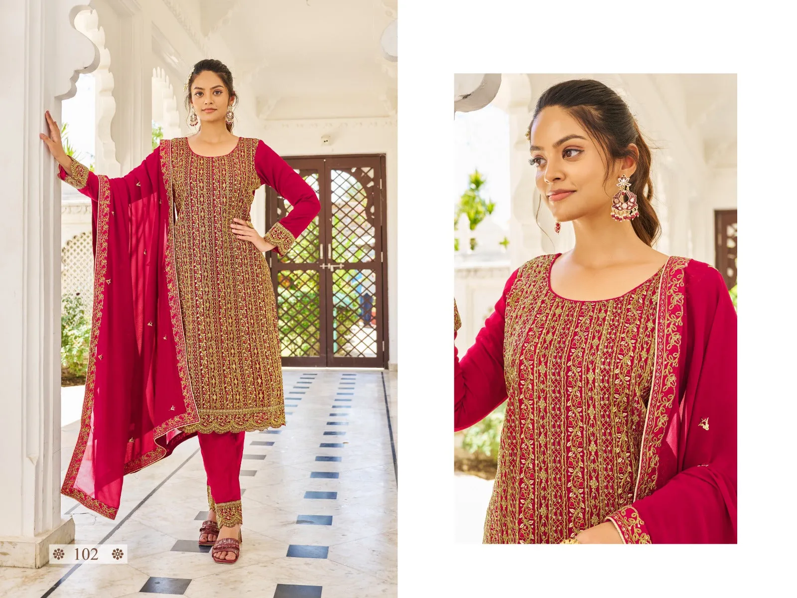 Pure Georgette Embroidered Pant Style Suit - Buy Now