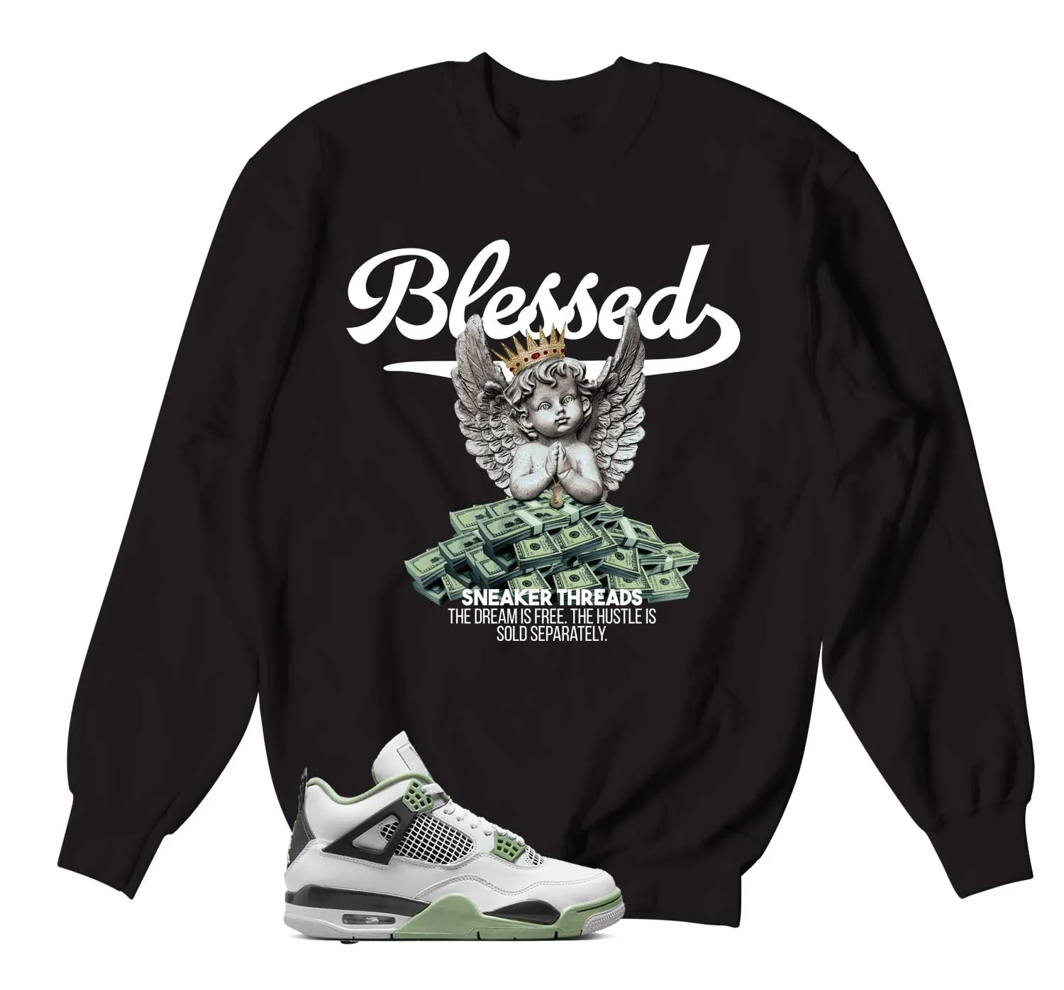 Retro 4 Oil Green Seafoam Blessed Angel Sweater