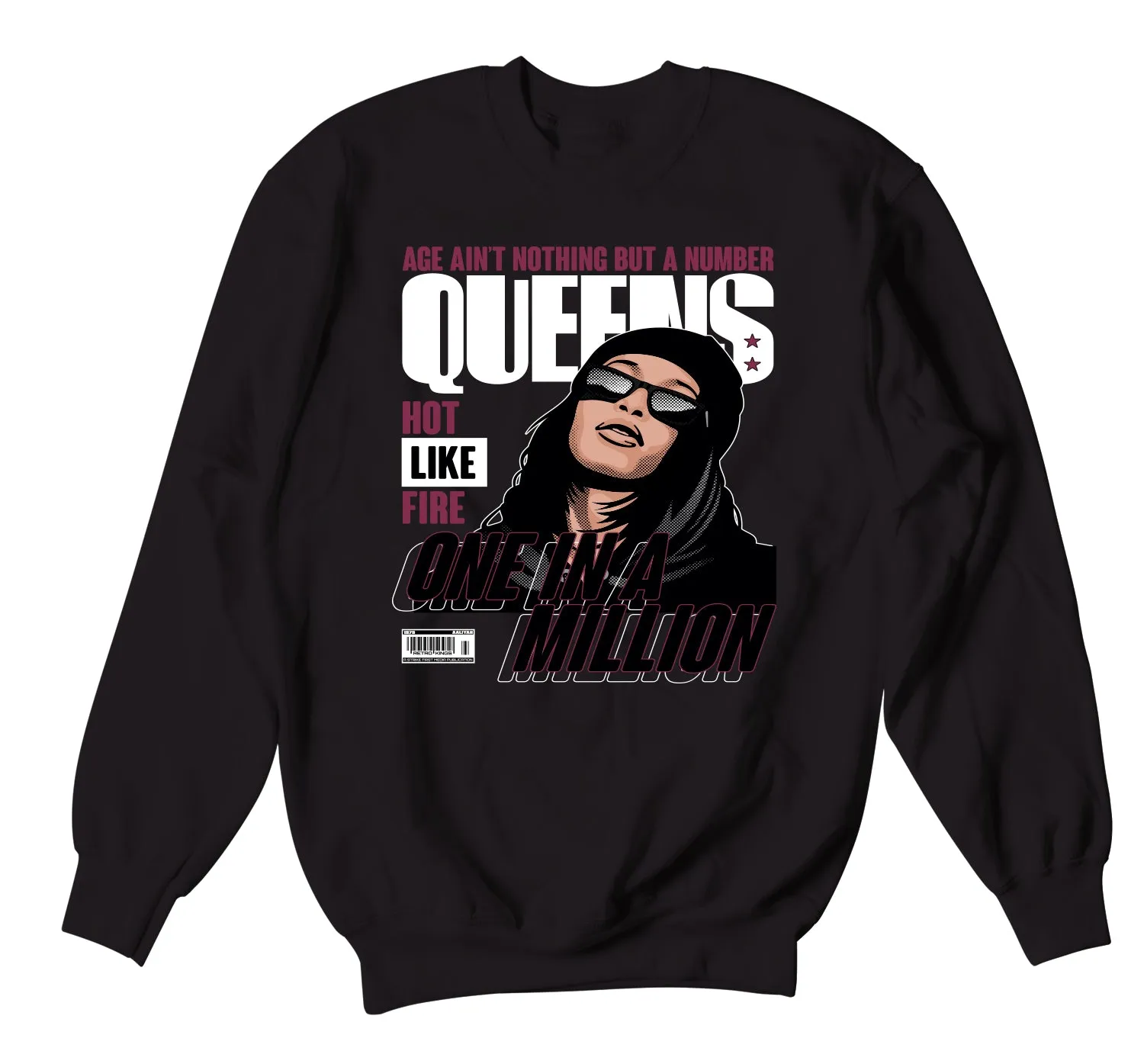 Retro 8 Burgundy Sweater - Queens - Black