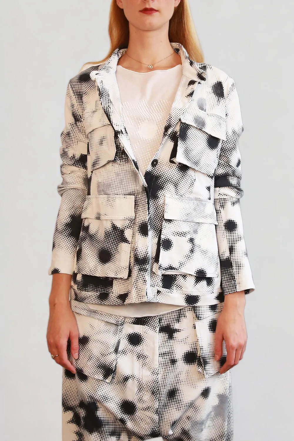 RUNDHOLZ DIP WHITE JACKET BLACK & GREY DOT IMPRINT