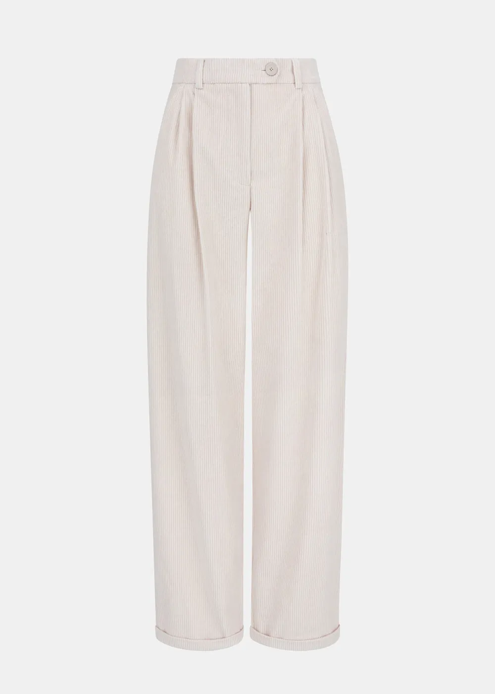 Optimized Title: Chic Chichi Off-White Corduroy Trousers