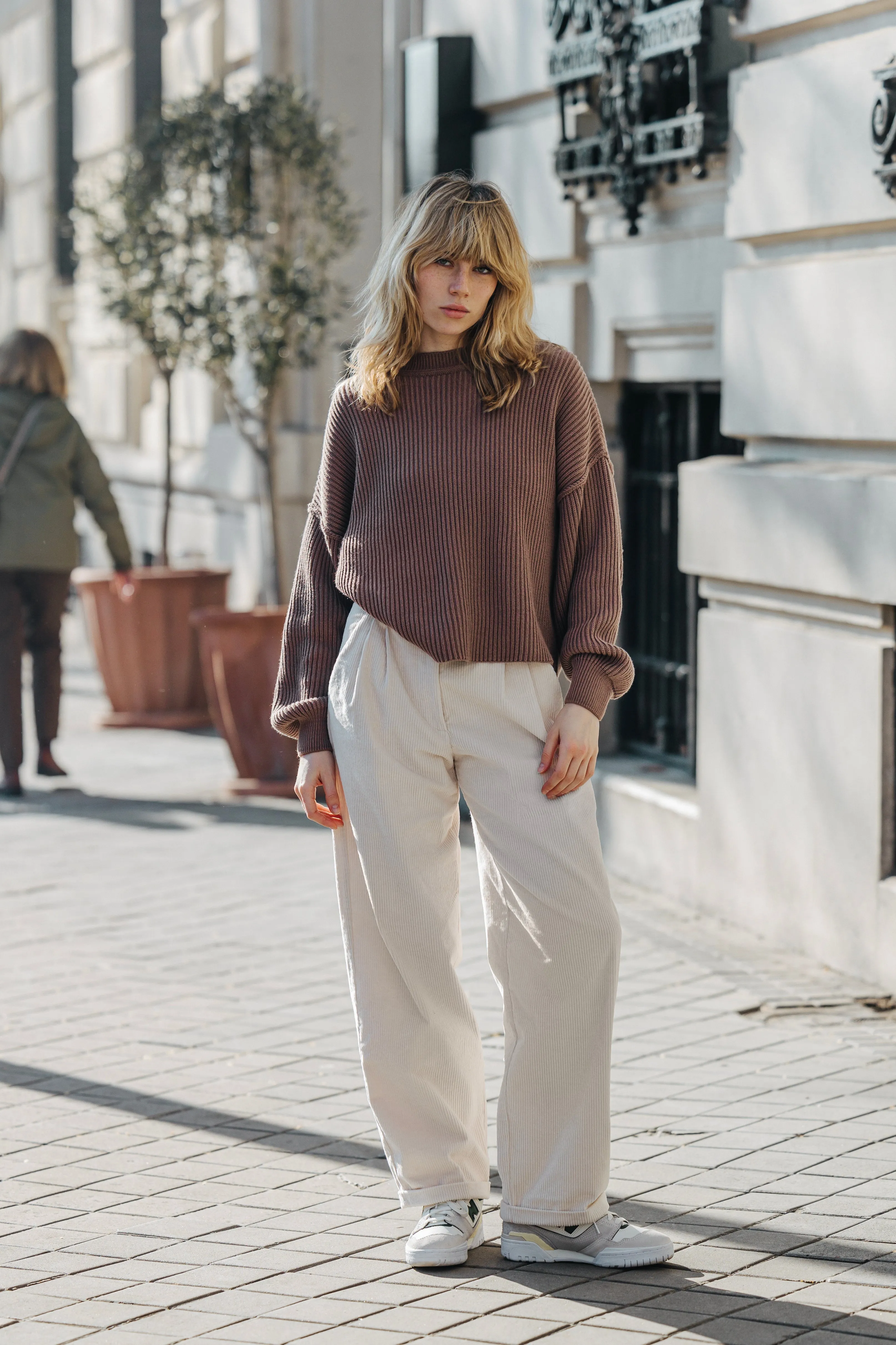 Optimized Title: Chic Chichi Off-White Corduroy Trousers