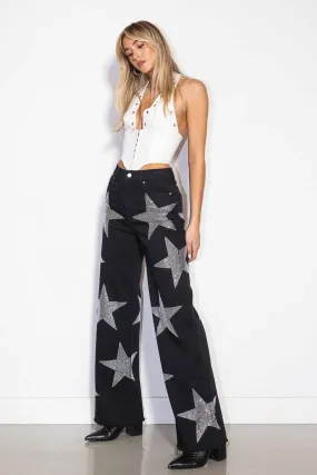 Stardust Wide Leg Pants- Black