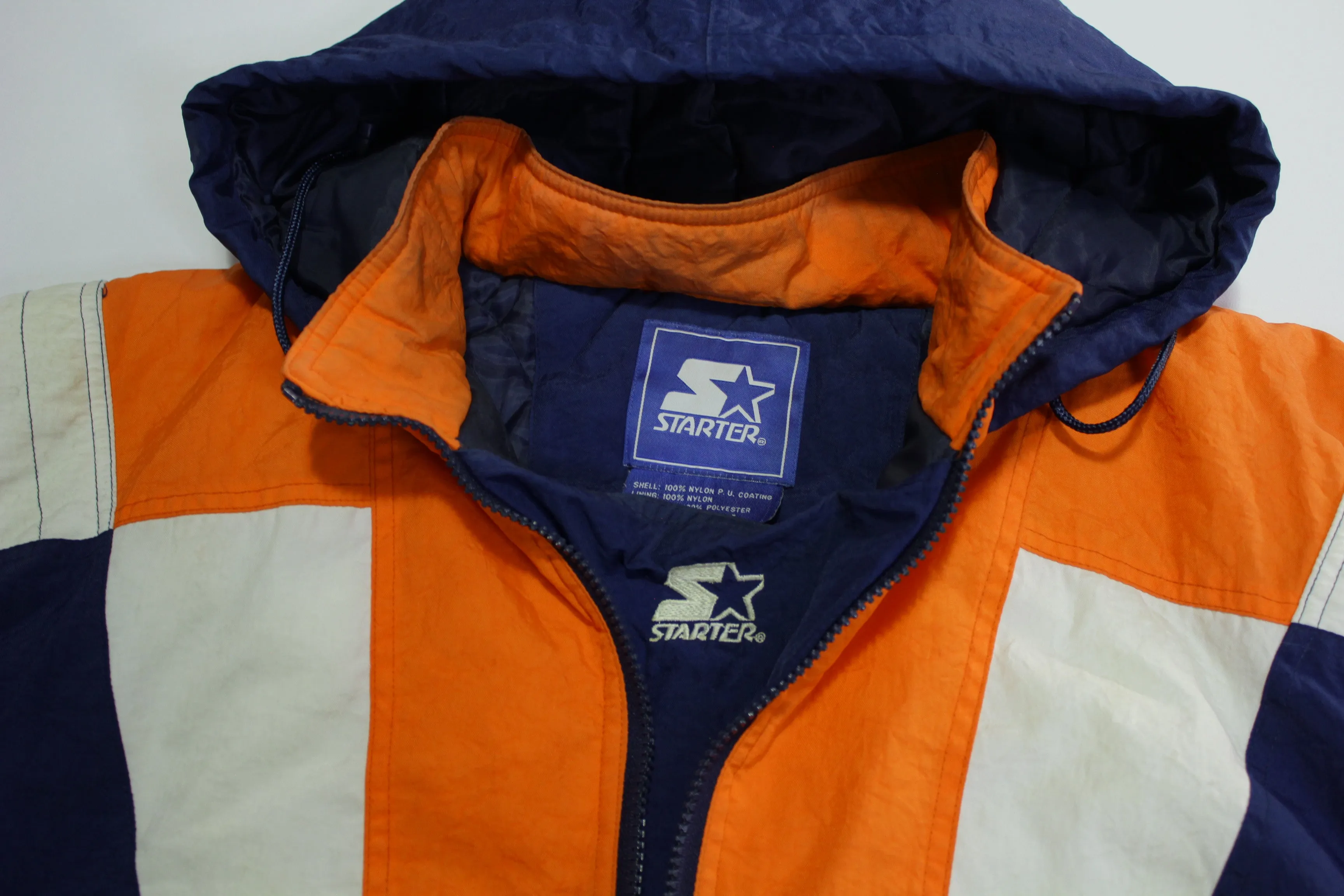 Syracuse Orangeman Vintage 90's NY University 1870 Pullover Hooded Quilt Lined Starter Jacket