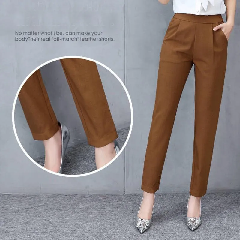 Thin Silk Ankle Length High Waist Flexible Pencil Pants