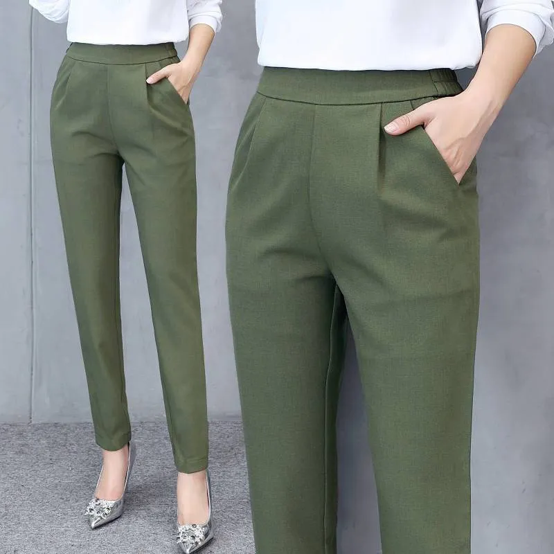 Thin Silk Ankle Length High Waist Flexible Pencil Pants