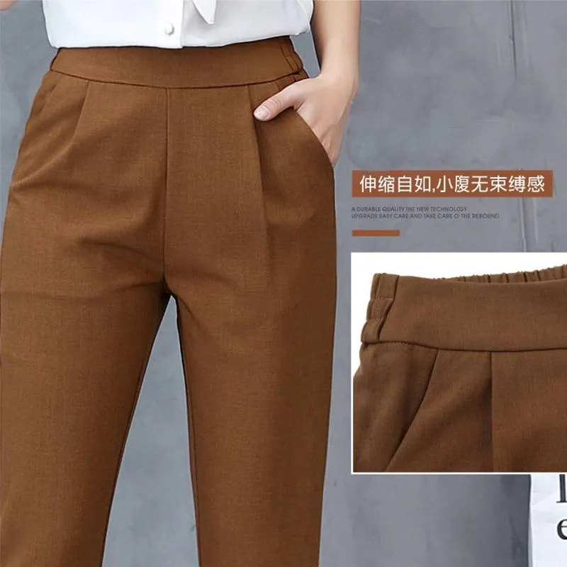 Thin Silk Ankle Length High Waist Flexible Pencil Pants