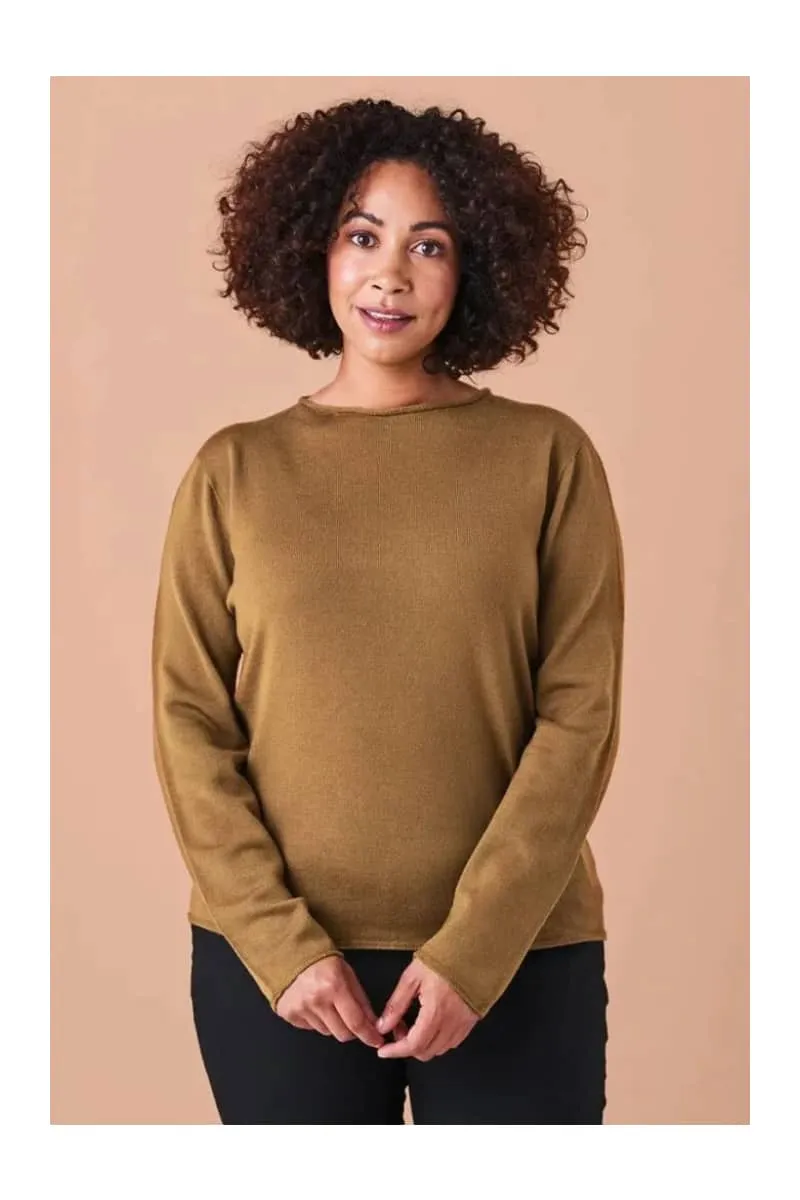 Uimi - Phoebe Crew Neck Jersey Top - Nutmeg