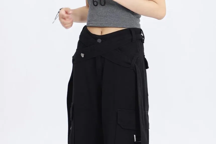 V Waistline Straight-Fit Wide-Leg Cargo Pants dd7