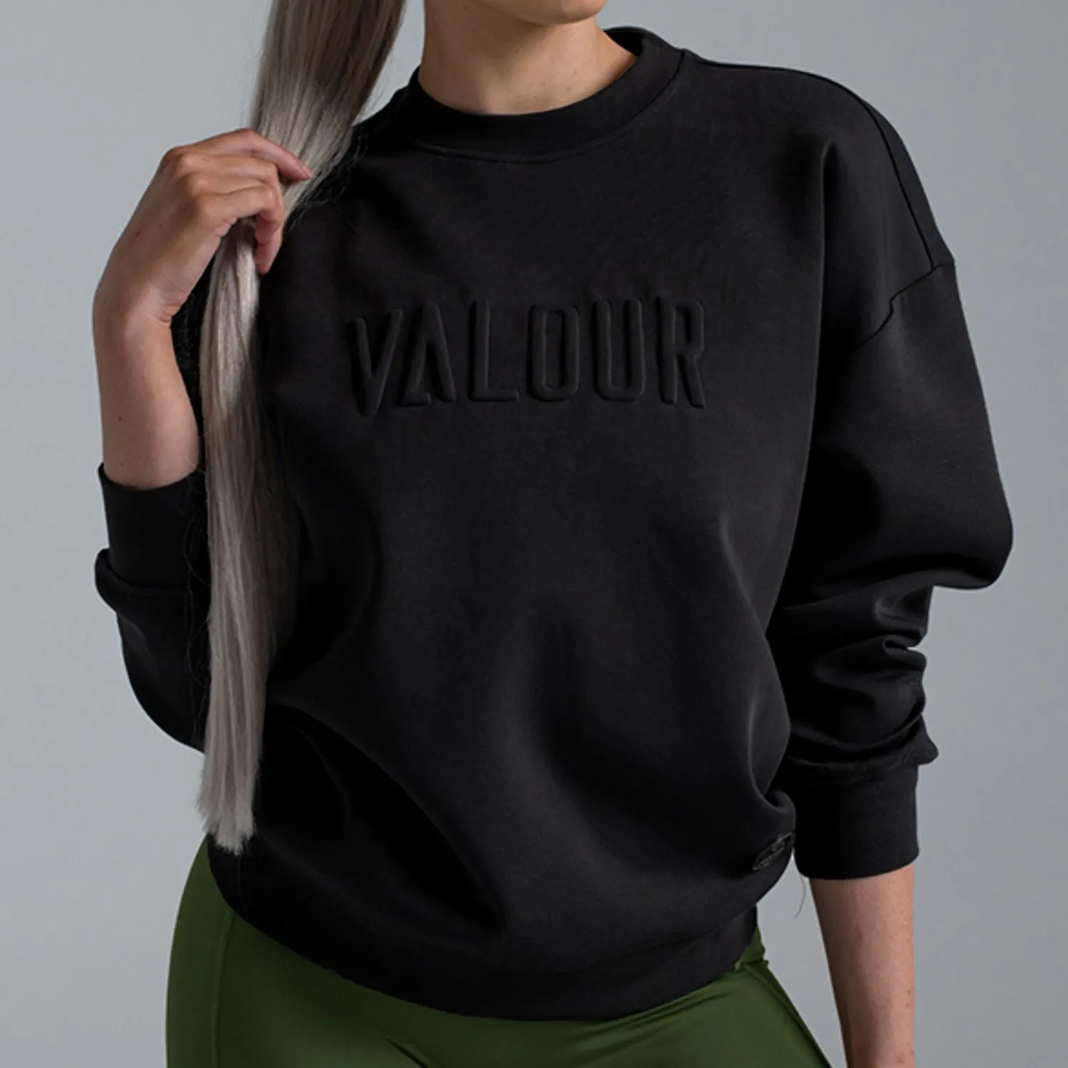 Valour Active Time Out Embossed Crew - Black