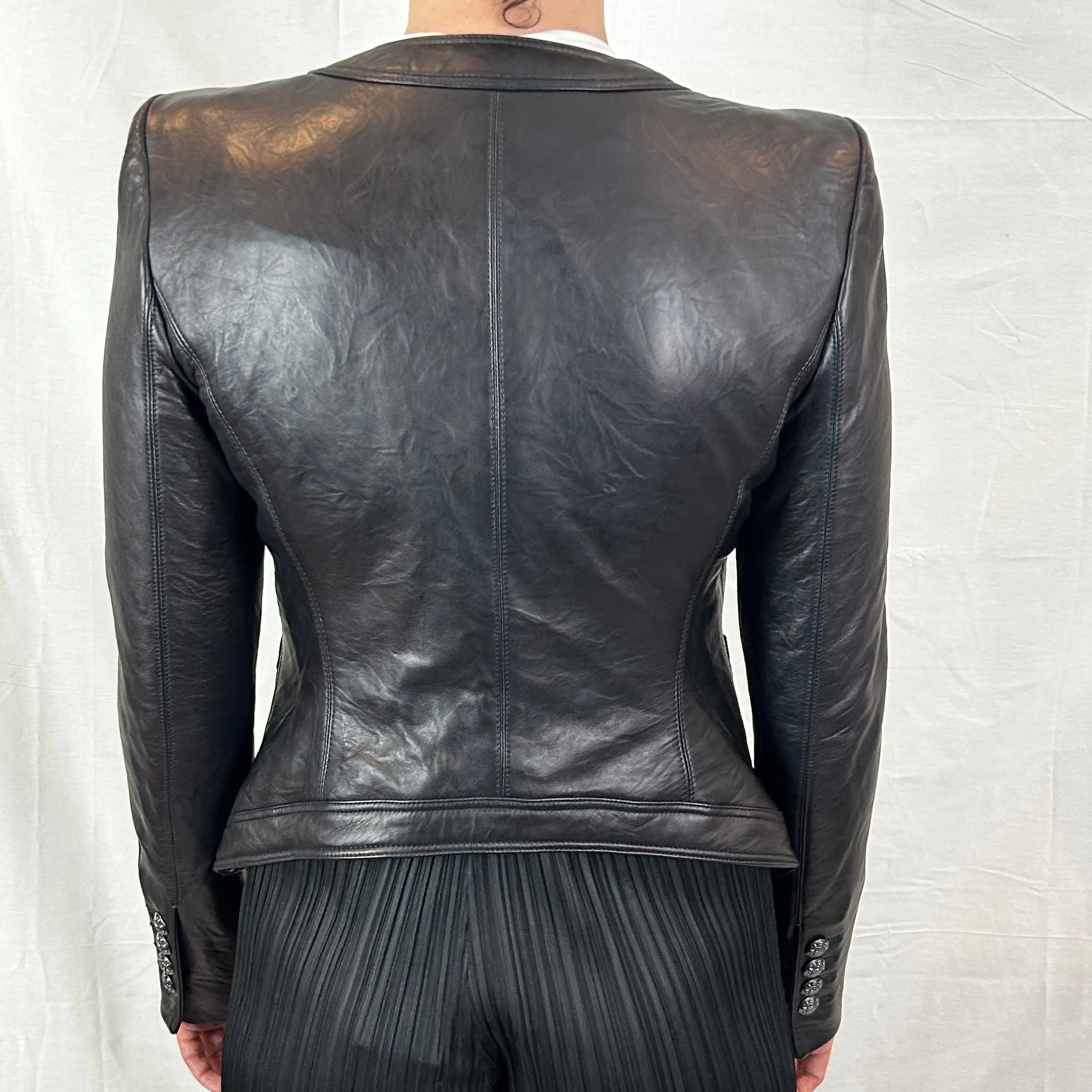 Veronica Beard Brand New $1295 Black Lambskin Leather Shanti Jacket XXS