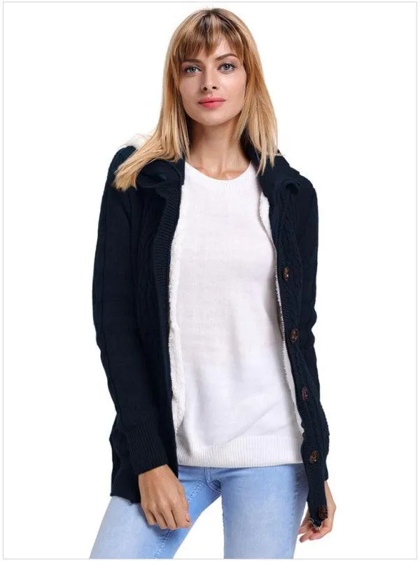 Warm Casual Hooded Cardigan Sweater