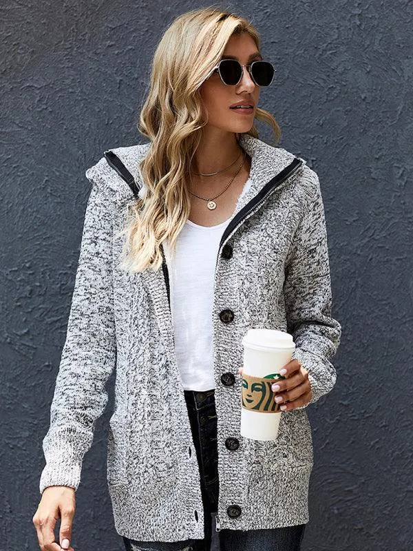 Warm Casual Hooded Cardigan Sweater