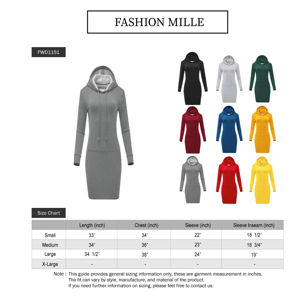 Women's Slim Fit Long Sleeve Fleece Sweater Dress (FWD1151)