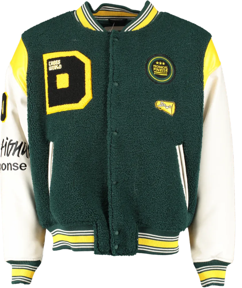 ZARA Green Varsity Bomber Jacket With Patches UK M