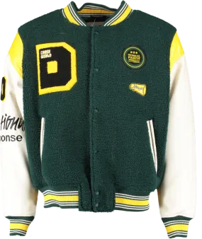 ZARA Green Varsity Bomber Jacket With Patches UK M