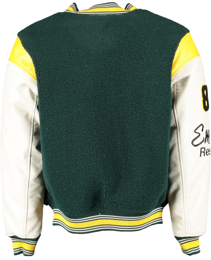 ZARA Green Varsity Bomber Jacket With Patches UK M